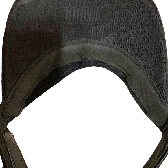Coach Black Visor Hat with Signature Motif Leather Adjust Strap - Picture 9 of 16
